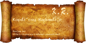 Kopácsy Radomér névjegykártya